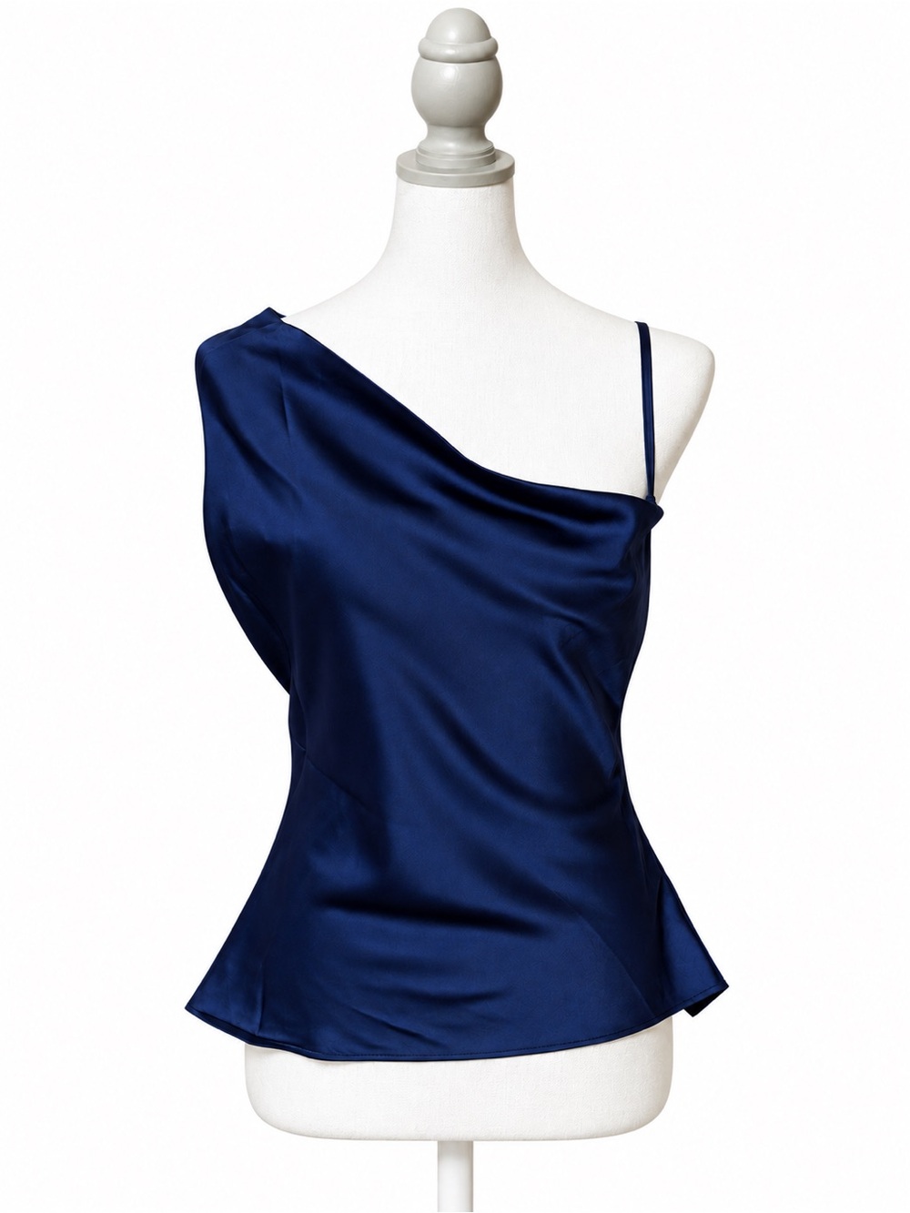 NWT Nasty Gal Size 2 Navy Satin Asymmetric Cowl Neck Cami Top